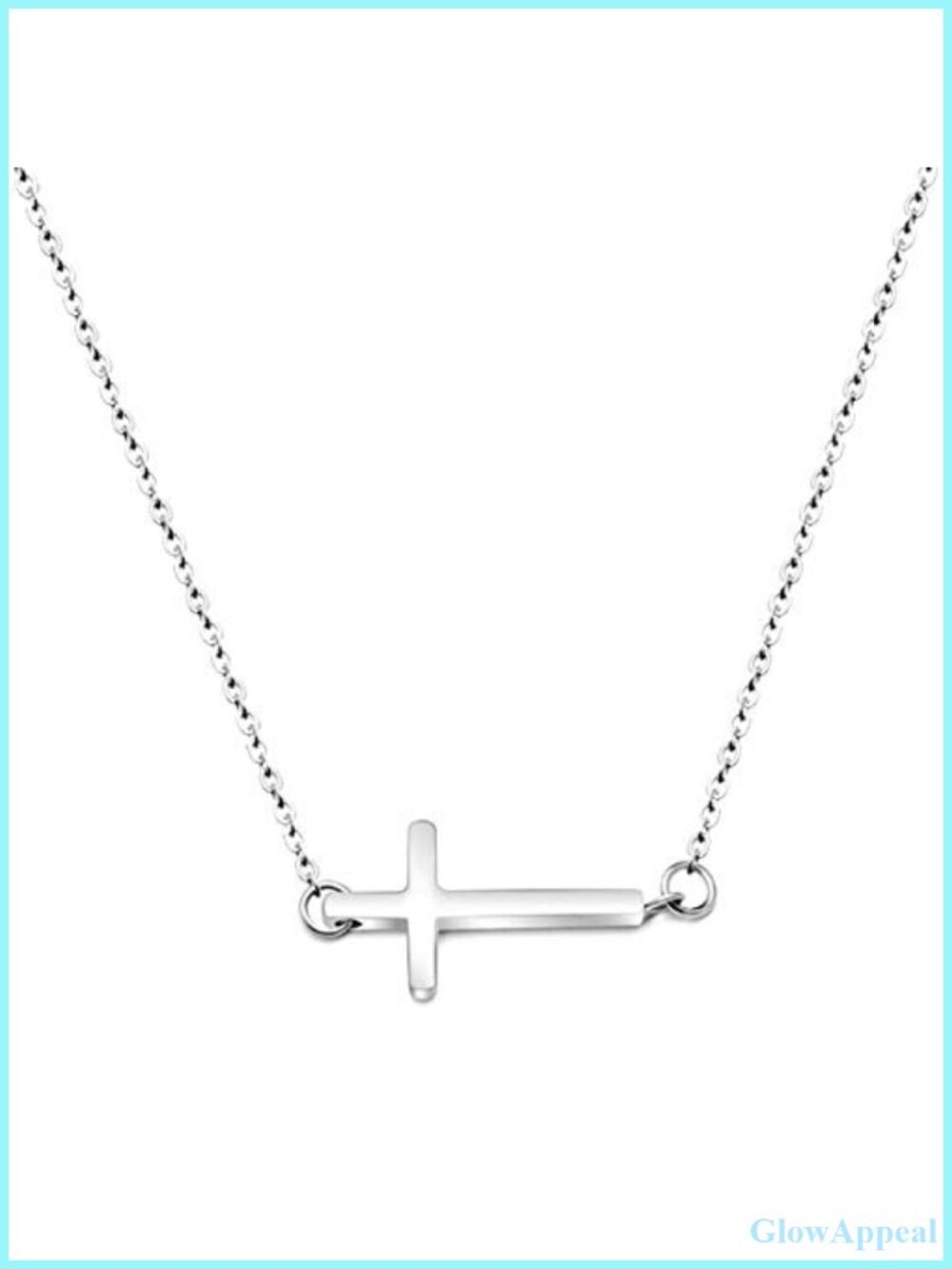 Stainless Steel Sideways Cross Collar Necklace 18in Religious Prayer